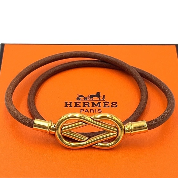 Hermes 2-row Atame GD Leather Bracelet - Picture 9 of 15